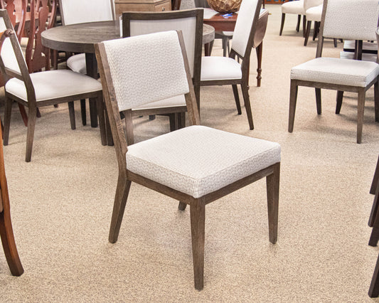 Bernhardt Set Of 6 Textured Grey Upholstered Fabric Dining Chairs