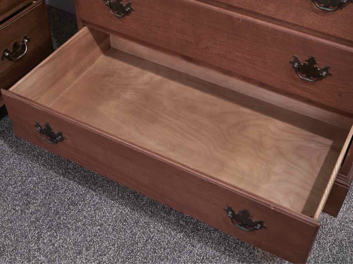 Tall Chest-on-Chest in Heirloom Cherry Finish with Brass Pulls