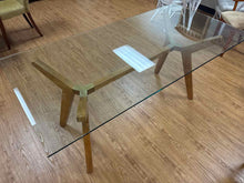 Crate & Barrel 'Strut' Teak Glass Top Dining Tables