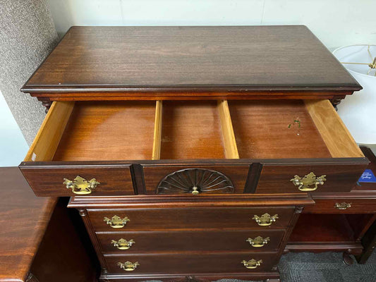 Solid Mahogany Chippendale Chest-on-Chest  With Brass Hardware