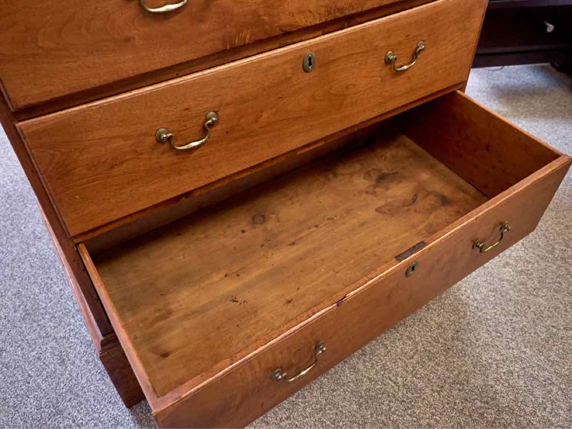 18th Century Chippendale Maple Tall 7 Drawer Chest