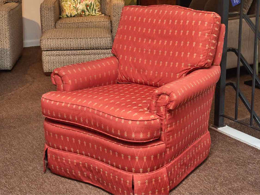 Jessica Charles Cinnabar Color  Upholstered Swivel Chair & Ottamon