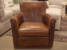 Pottery Barn Swivel  Brown Leather Chair
