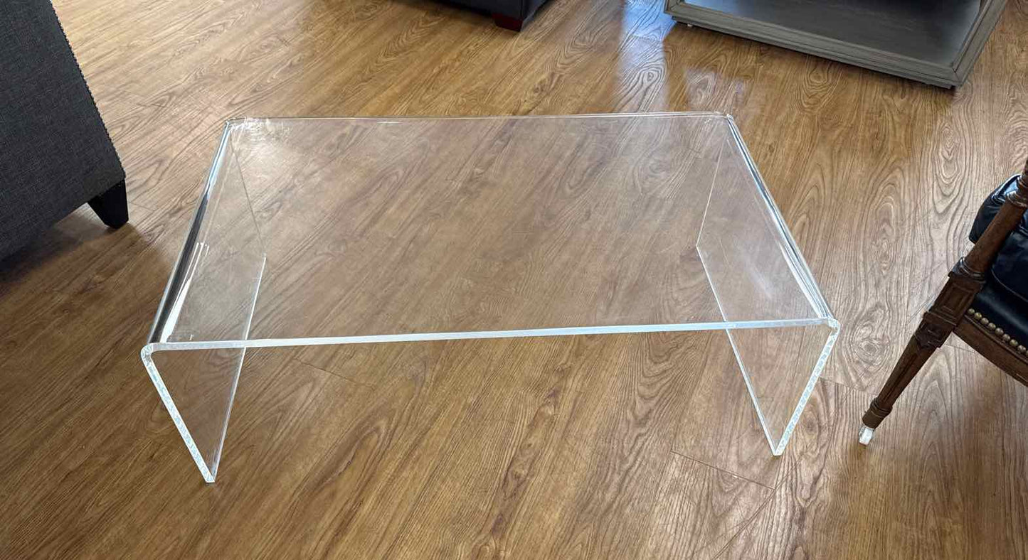 CB2 'Peekaboo' Clear Acrylic Waterfall Cocktail Table