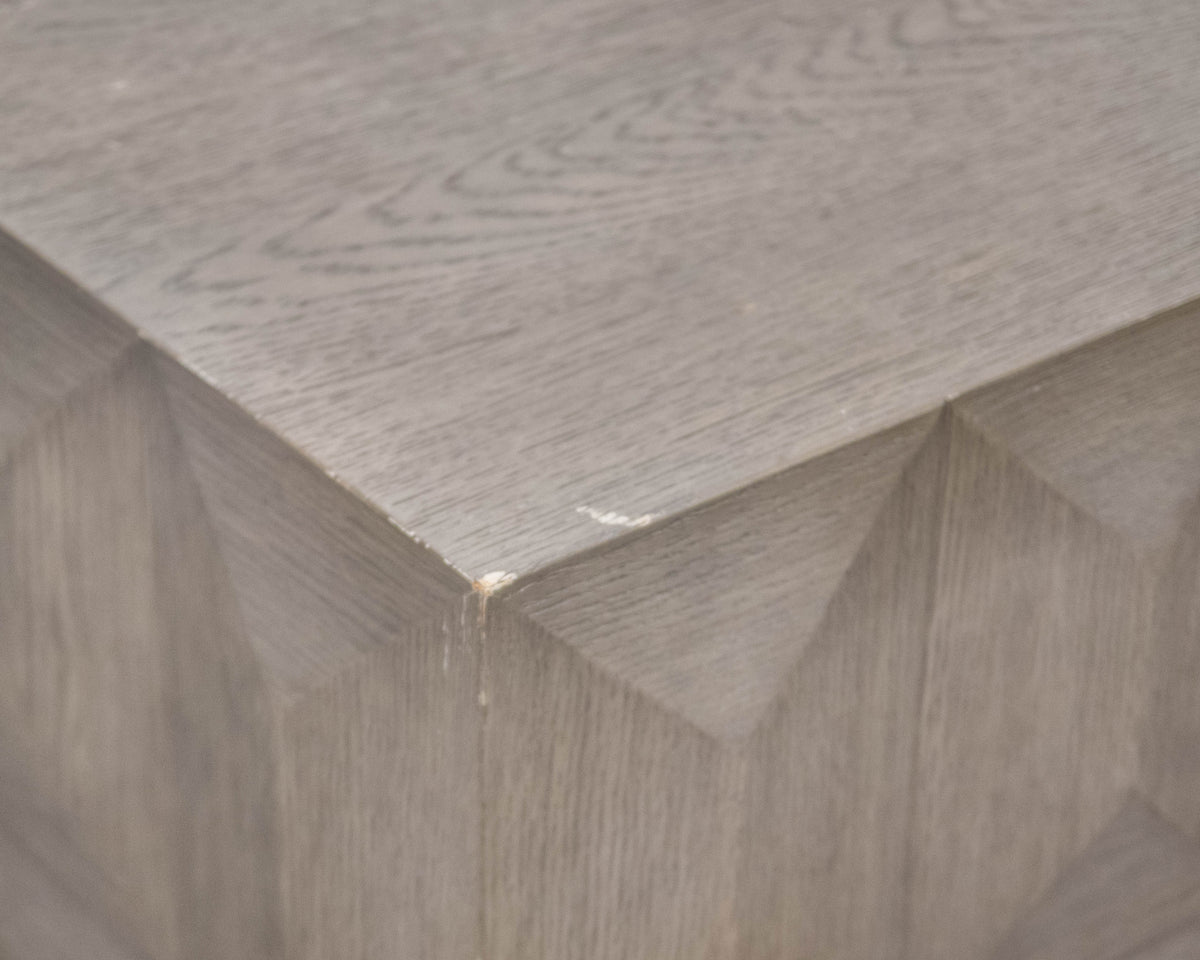RH Geometric Faceted Square Side Table in Grey Finish