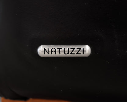 Natuzzi Black Leather Chair and Ottoman