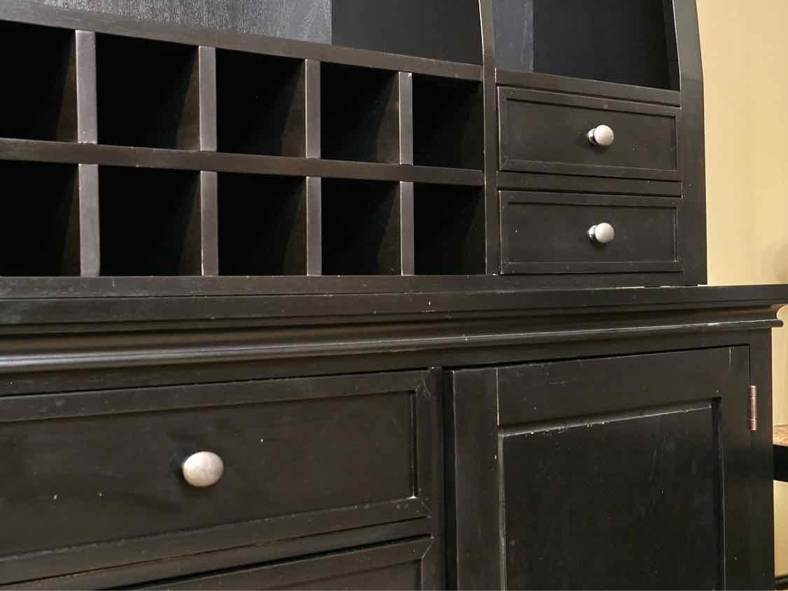 Ethan Allen  Black Finish 8 Drawer 8 Shelf 14 Cubby  Hutch