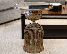 Round Gold Tassel Accent Table