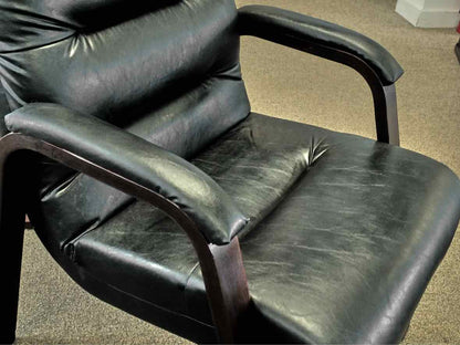 Pair of Black Faux Leather Arm Chairs