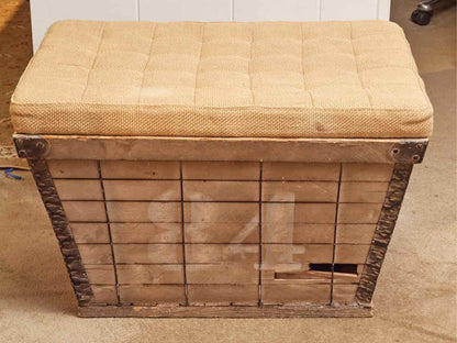 Ballard Design  Storage Ottoman With Burlap Cushion Top