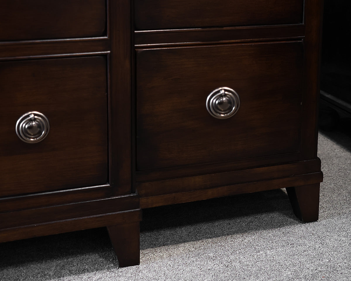 West Brothers Furniture Dark Maple Triple Dresser With Mirror
