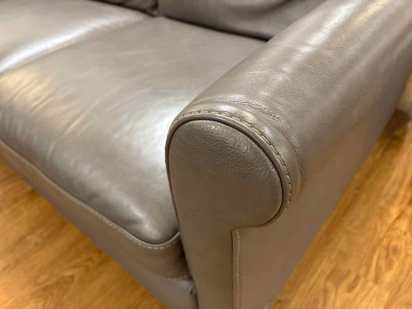 Natuzzi Grey Leather Loveseat
