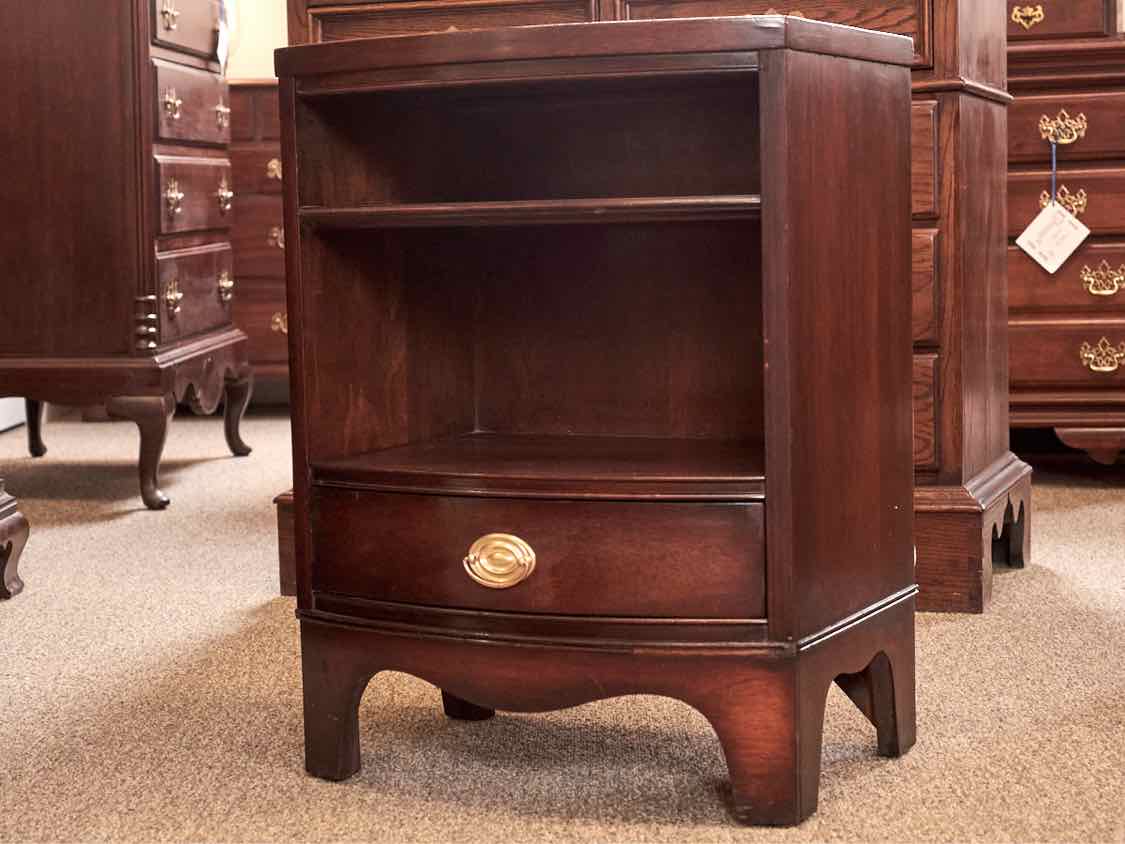 Solid Mahogany Nightstand with 1 Drawer & 2 Shelves