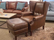 Bradington Young Leather Wing Chair with Ottoman