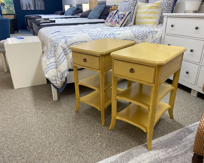 Pair of Drexel Mustard French Provincial Nightstands