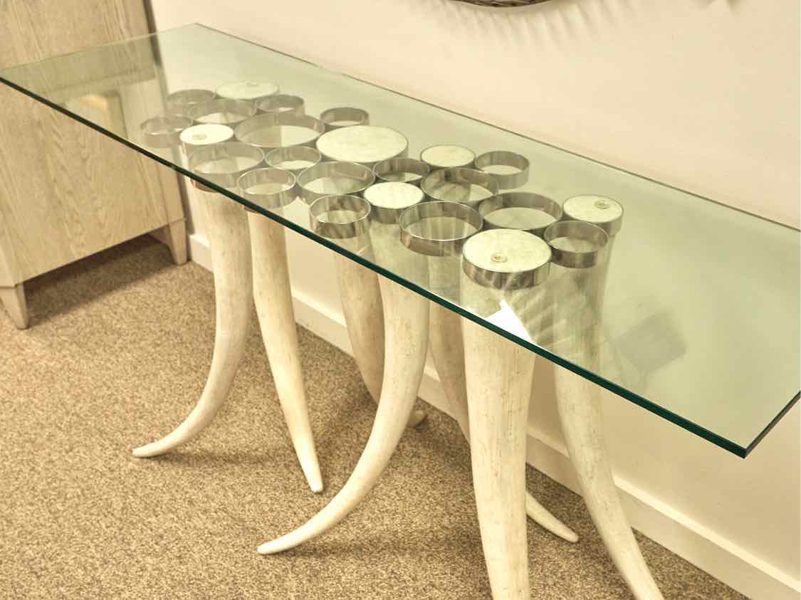 Glass Top Console on Faux Tusk Base