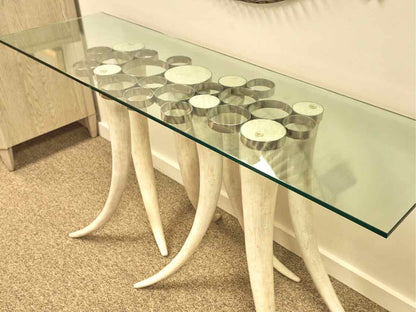 Glass Top Console on Faux Tusk Base