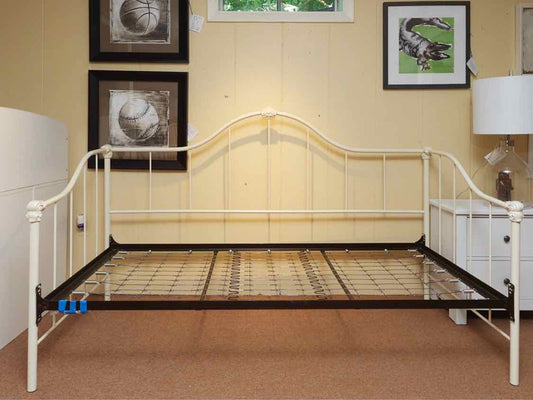 Cream Finish Metal Twin Day  Bed