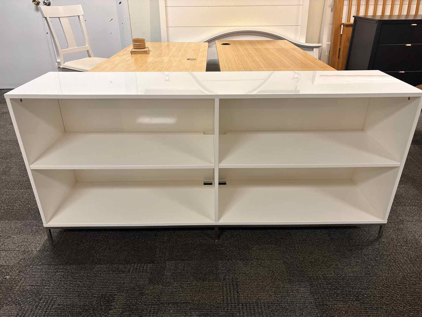 West Elm White Lacquer Storage Bookcase