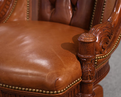 Hancock and Moorer Leather Desk Chair on Casters