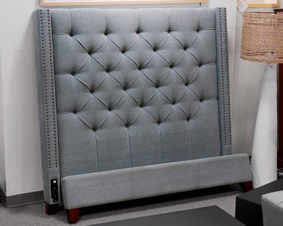 Pottery Barn Tufted Upholstered Queen Bed Frame