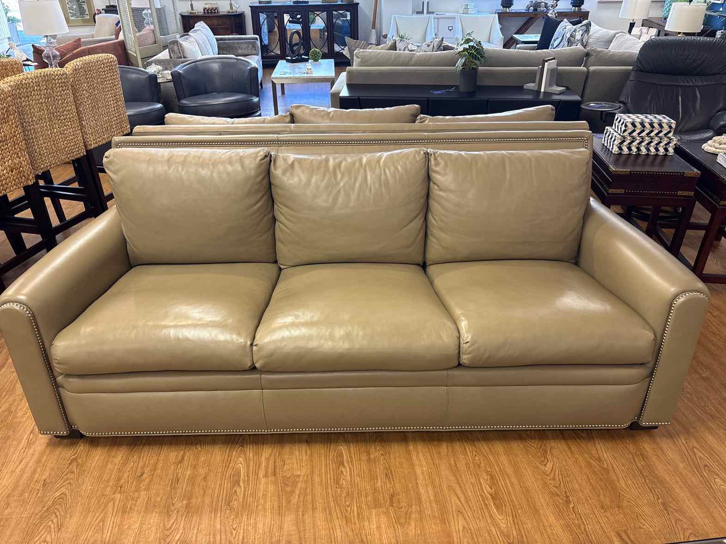 Hancock and Moore 3-Seat Leather Sofa in Putty