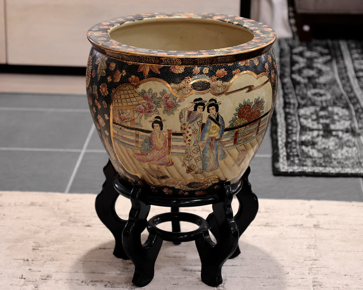 Chinoiserie Styled Planter and Plant Stand