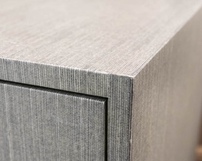 Four Door Linen Wrapped Server in Grey/Green