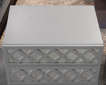 Pair of Grey Nightstands with Mirrored Drawer Fronts
