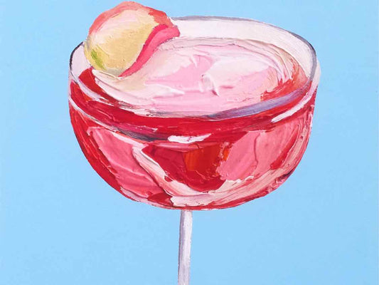Framed Giclee 'Sparkling Rose Gin Cocktail'