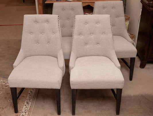 Set of 4  Emerald Home Dining Chairs in Grey & Black Fleck Upholstery