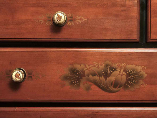 Hitchcock Maple & Black 9 Drawer Dresser with Stenciling