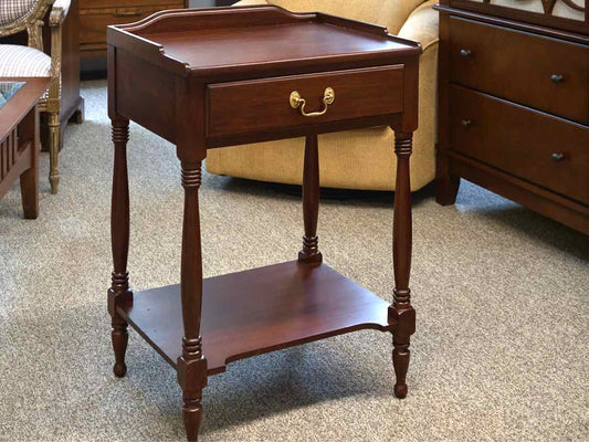 Henkel Harris Cherry Nightstand with 1 Drawer & Shelf with Back Splash