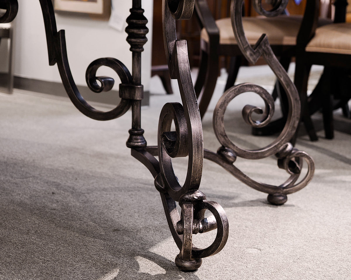 Lorts Parquet Dining Table on Iron Base