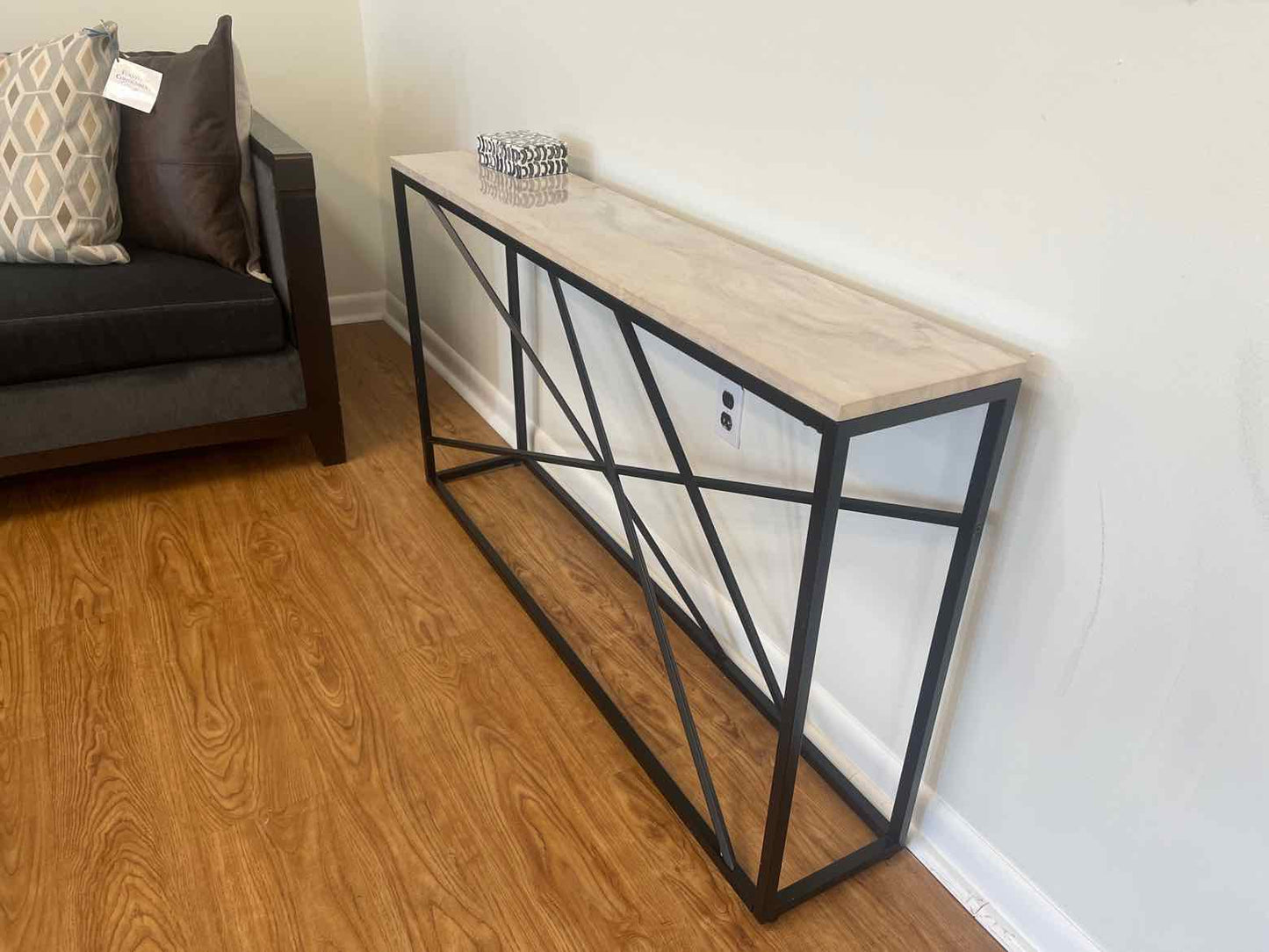 Faux Marble Console on Metal Base