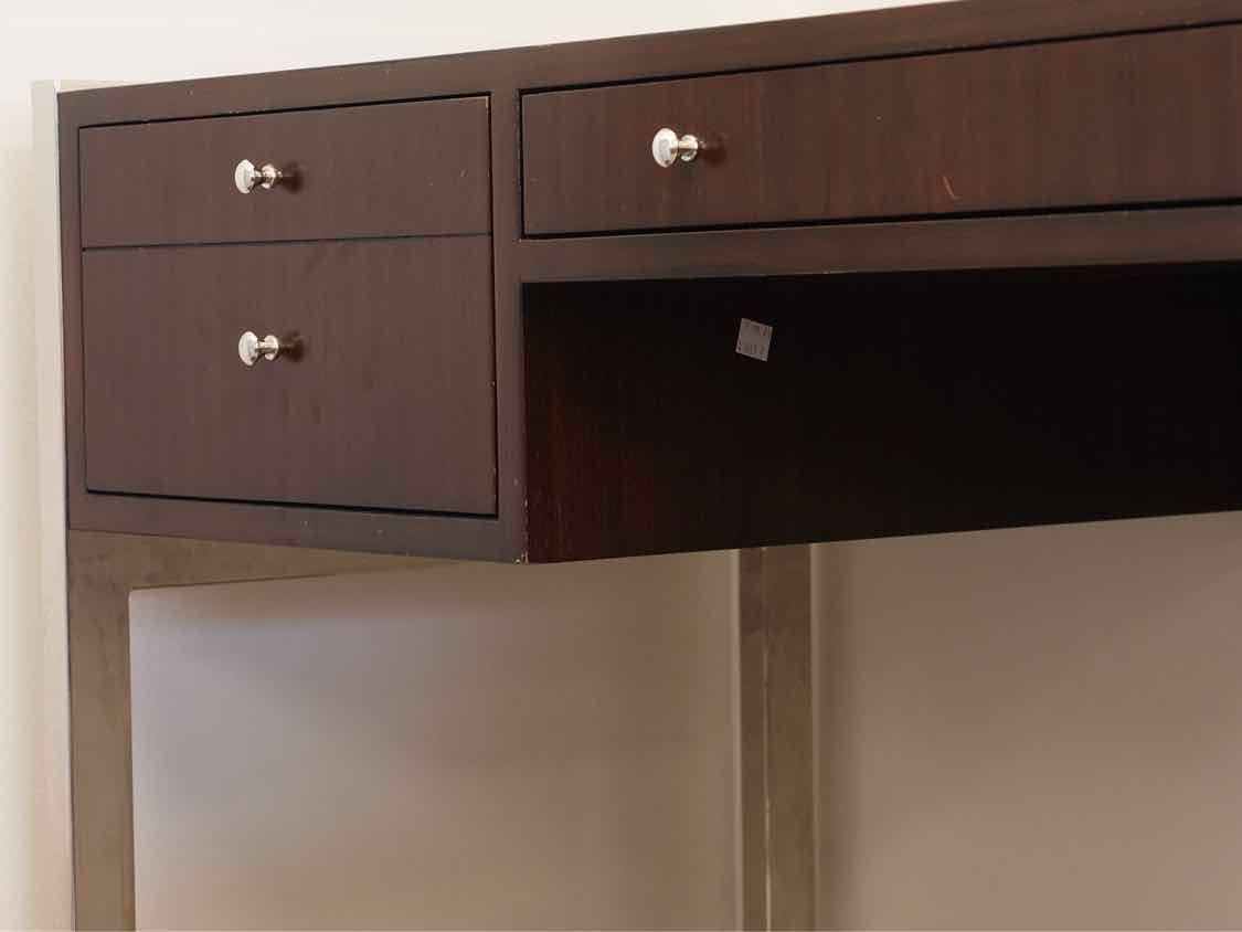 Mitchell Gold Espresso Desk W/ Chrome Base