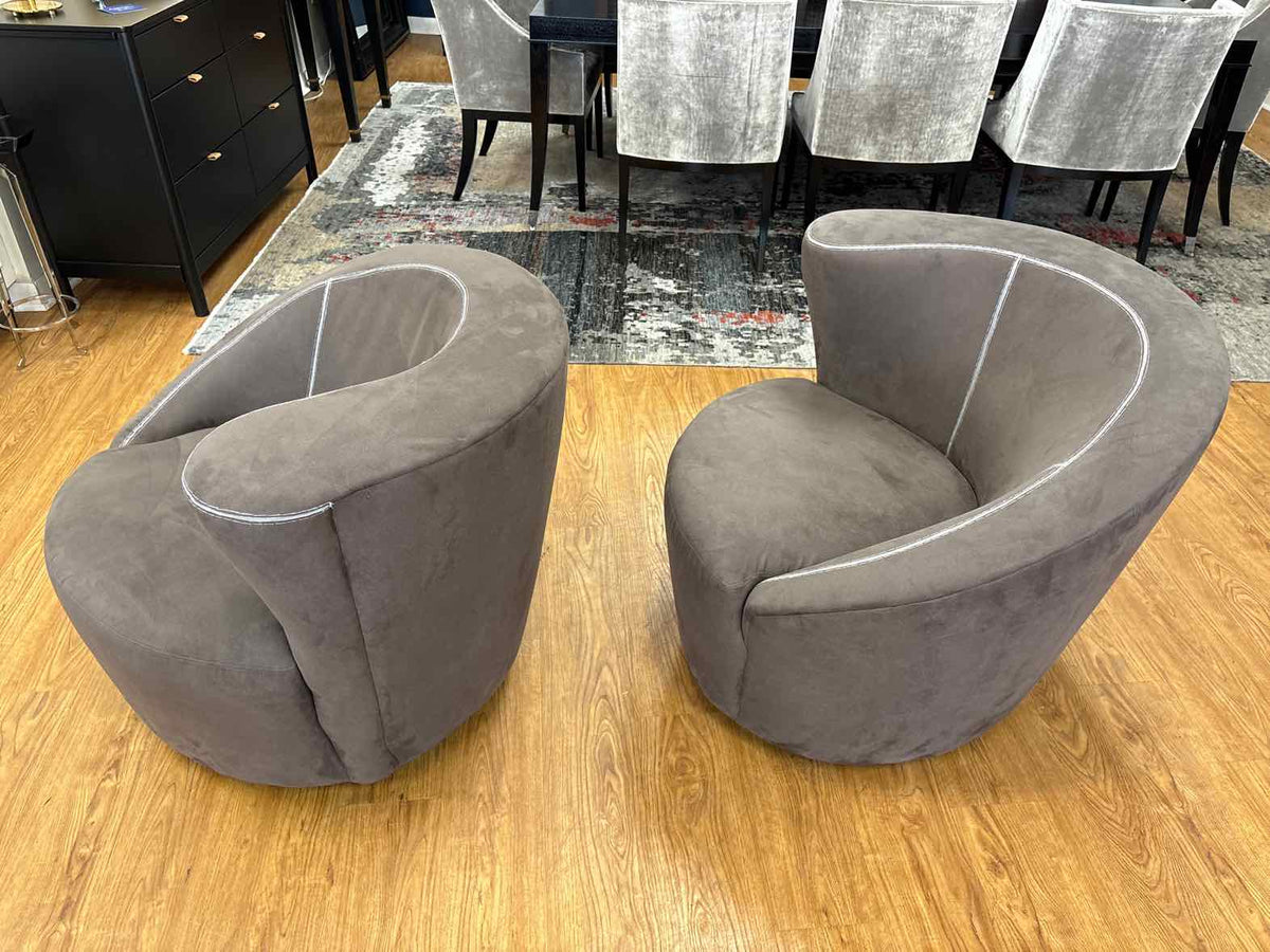 Pair of Asymmetrical Spiral Swivel Chairs