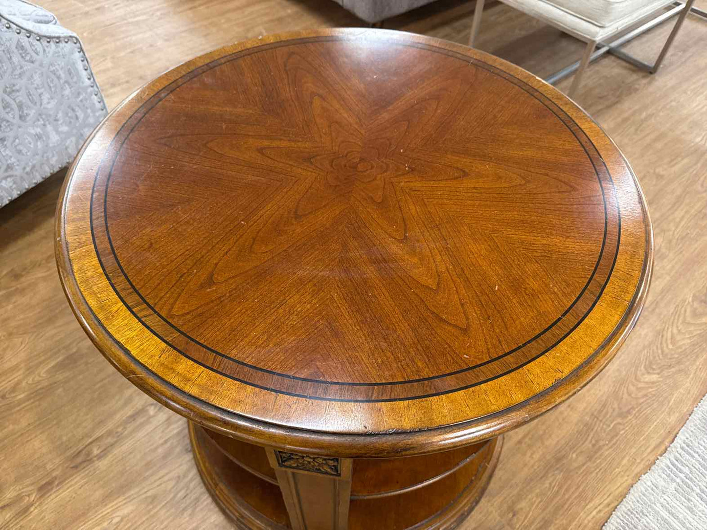 Ethan Allen Round Library Accent Table