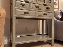 Gray Finish Asian 4 Door 5 Drawer & Lower Shelf  Cabinet