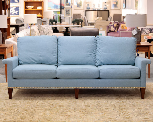 Sherrill Furniture Robin Egg Blue Three Cushion Sofa