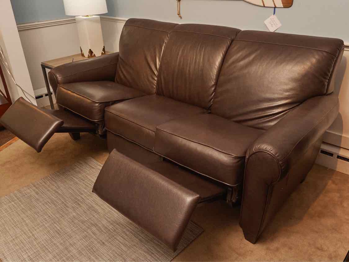 La-Z-Boy Espresso Brown Leather 3 Cushion 2 Seat Power Leg  Reclining  Sofa
