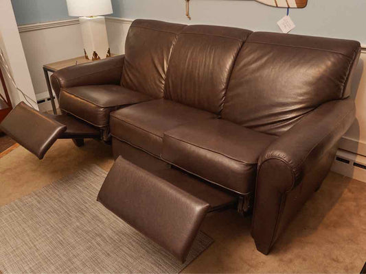 La-Z-Boy Espresso Brown Leather 3 Cushion 2 Seat Power Leg  Reclining  Sofa