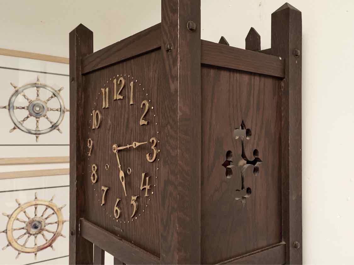 Sessions Style  Circa 1915 Dark Stained Oak  Arts & Craft  Mission Tall Clock