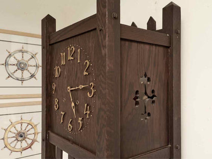 Sessions Style  Circa 1915 Dark Stained Oak  Arts & Craft  Mission Tall Clock