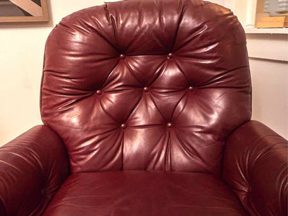 Bradington Young Reclining Back 'Burgundy Wine' Tufted Leather  Chair & Ottoman