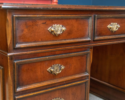 9 Drawer English Style Desk in Mahogany