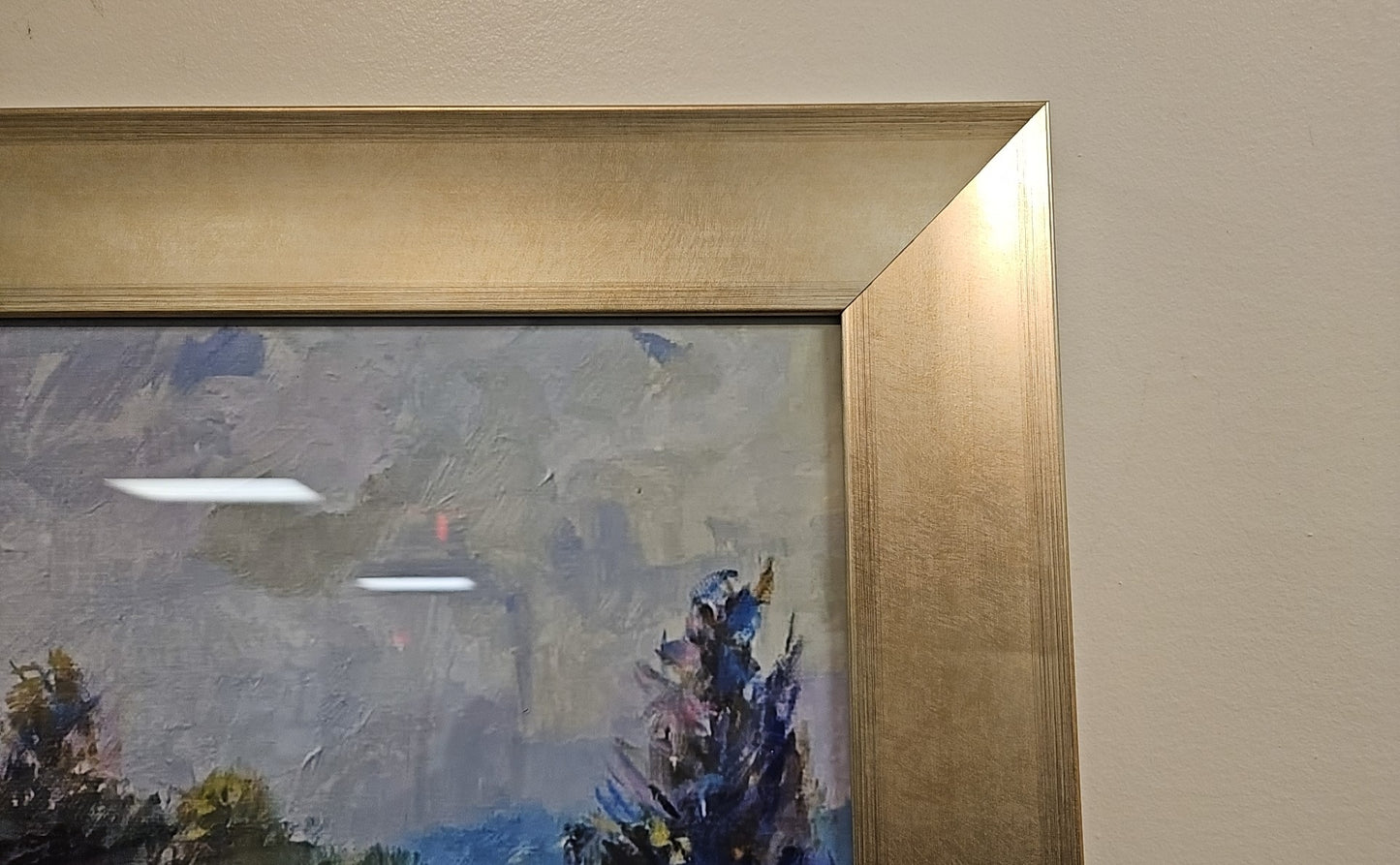 'Late Summer Field' Landscape in Champagne Frame
