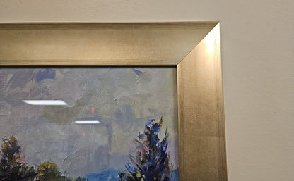 'Late Summer Field' Landscape in Champagne Frame