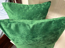 Pair of Green Velvet Accent Pillows