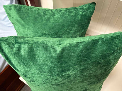 Pair of Green Velvet Accent Pillows